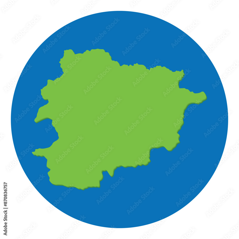 Obraz premium Andorra map. Map of Andorra in green color and blue globe shape