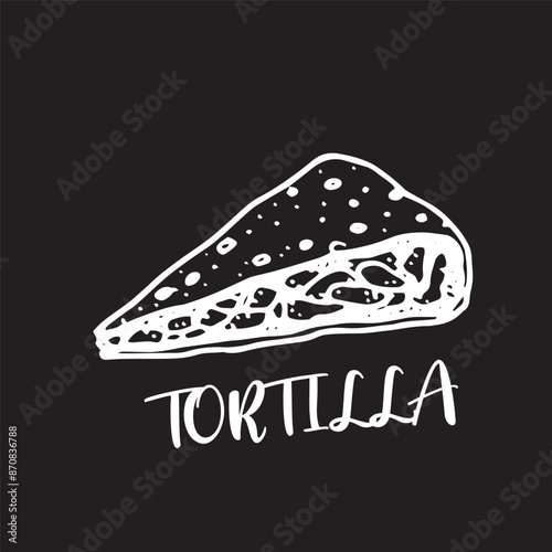 Tortilla illustration on isolated black color