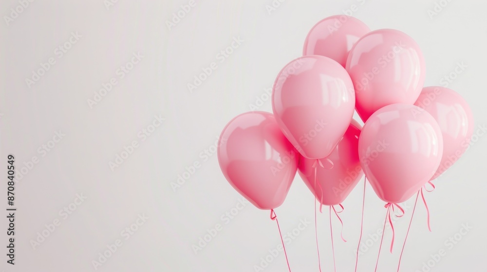 Pink Balloons Against a White Background Pink Balloons Against a White Background