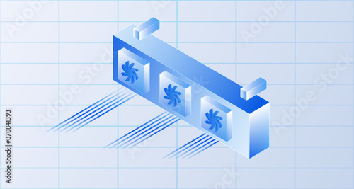 Ventilation isometric concept. Computer fans components