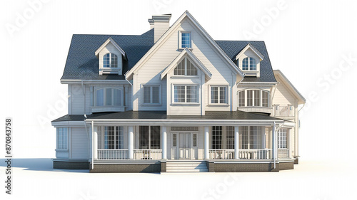 3d house model on white background. 3D house model, white background, architectural model, house design, 3D rendering, house illustration, real estate, house mockup, home model, building model,