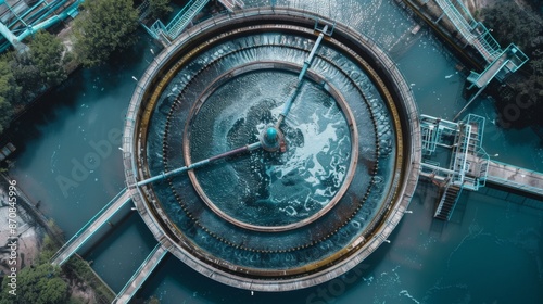 Wallpaper Mural Water treatment solution, Industrial water treatment‎, Aerial top view recirculation solid contact clarifier sedimentation Torontodigital.ca