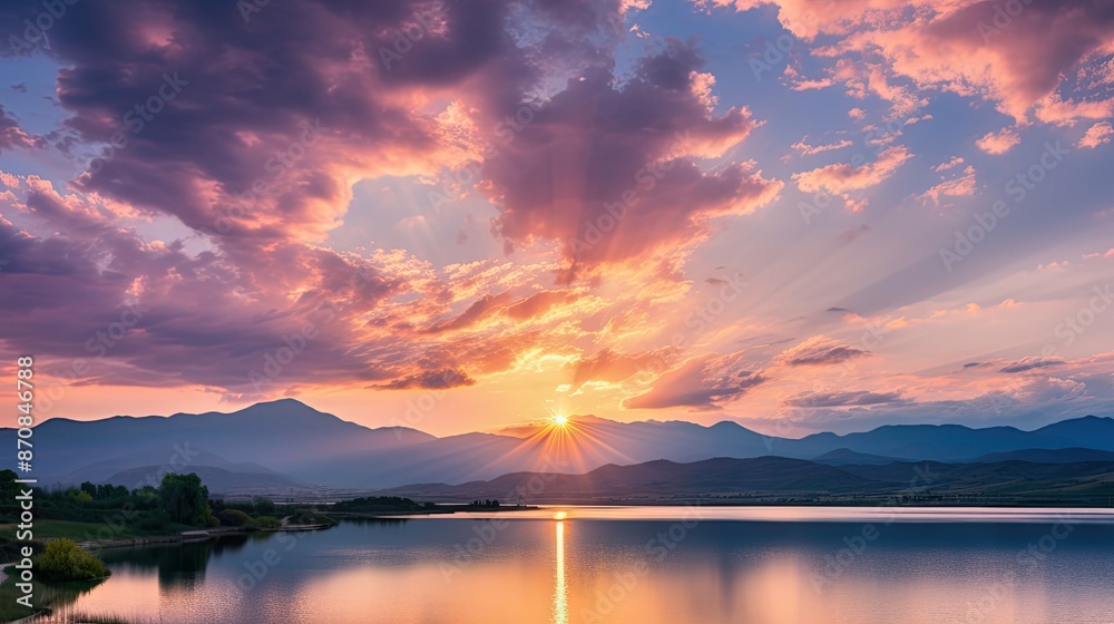 Fototapeta premium landscape rays of light clouds