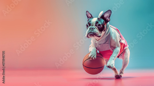 French Bulldog Playing Basketball