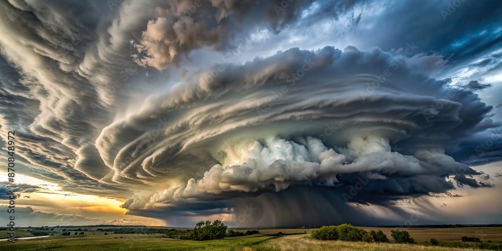 Ominous dark storm clouds gathering over the curvature of the Earth ...