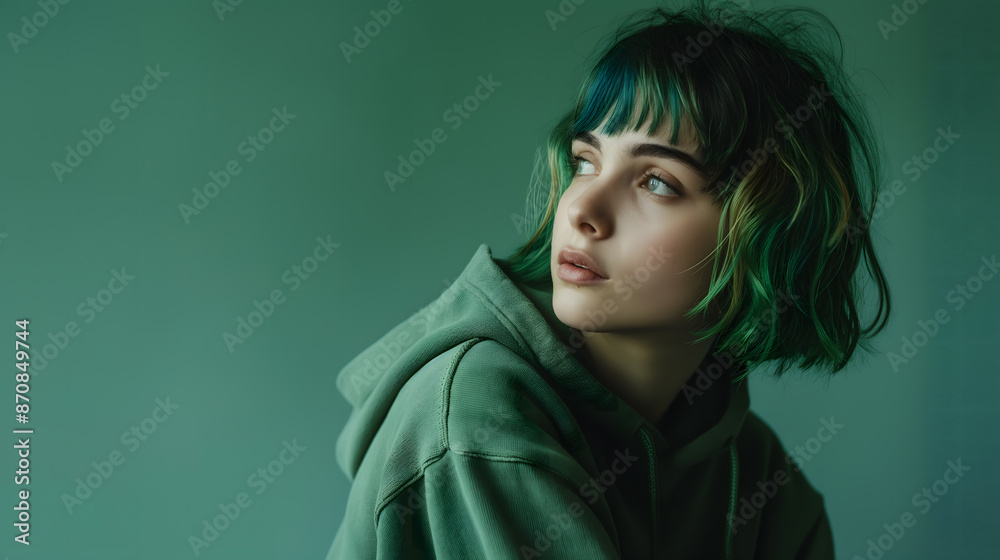 Green Hair Girl Portrait Green Hair Girl Portrait
