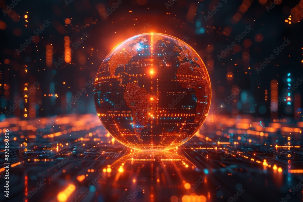 Obraz premium Digital Globe in a Futuristic Setting
