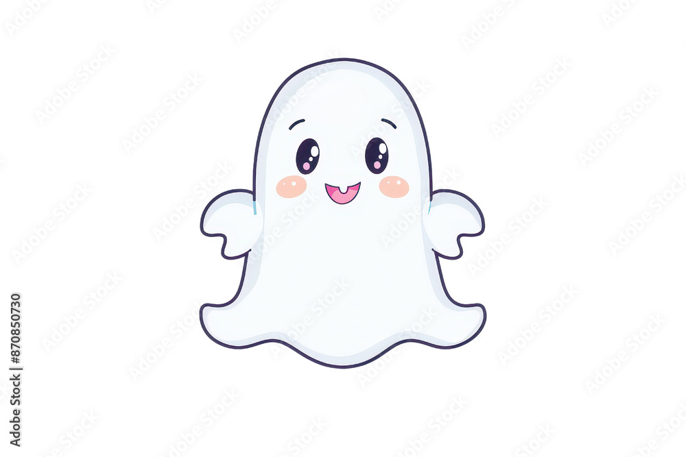Obraz premium Cute cartoon ghost with a friendly smile, perfect for Halloween designs.
