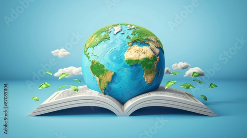 International Day of Education concept Illustration.globe shape book. Reading imagination concept for education holiday. © Dao