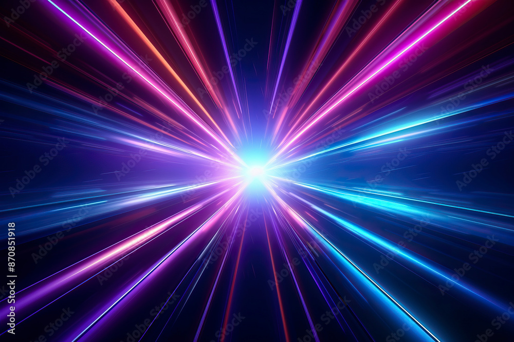 Abstract retro neon background with neon lines converging on the horizon Abstract retro neon background with neon lines converging on the horizon