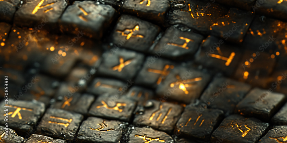 Runic alphabet and overlapping symbols to form an ancient script ...