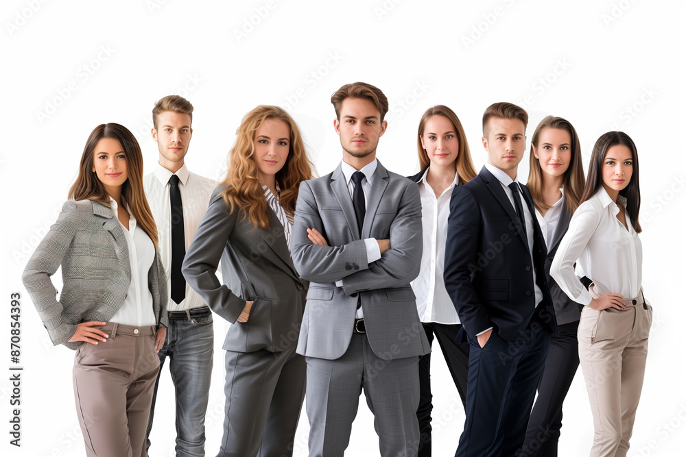 A group of business people isolated on a white background. A group of business people isolated on a white background.