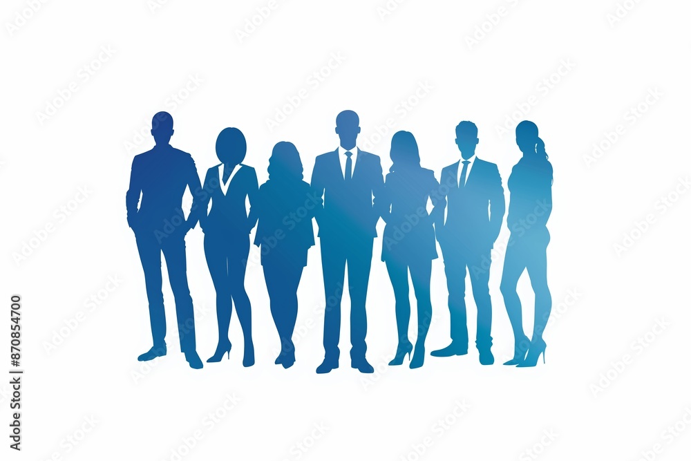Silhouette of a business team with a leader. Silhouette of a business team with a leader.