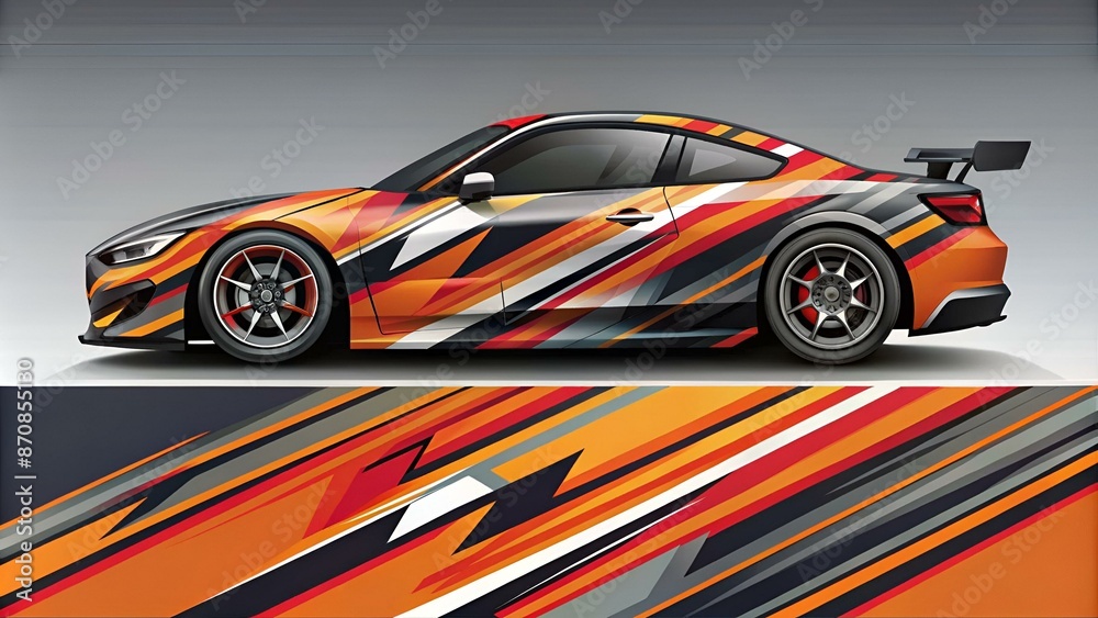 Racing car wrap design vector. Graphic abstract stripe racing background kit designs for wrap vehicle, race car, rally, adventure and livery. Full vector eps 10 Racing car wrap design vector. Graphic abstract stripe racing background kit designs for wrap vehicle, race car, rally, adventure and livery. Full vector eps 10