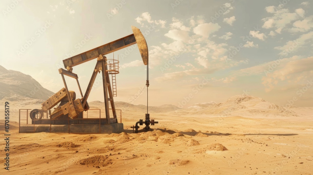 Oil well. Oil price cap concept. Oil drilling derricks at desert oilfield. Crude oil production from the ground. Petroleum pump Oil well. Oil price cap concept. Oil drilling derricks at desert oilfield. Crude oil production from the ground. Petroleum pump