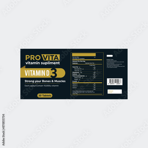 Vitamin d label design Supplement label design Nutrition label template dietary jar label design print ready