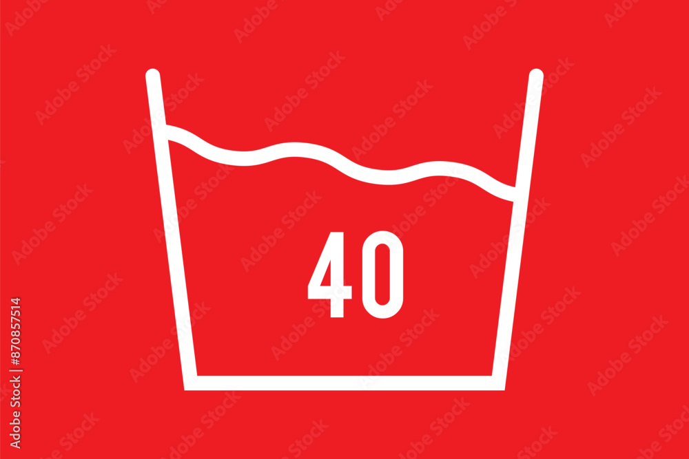 Laundry, 40 degrees simple icon vector. Flat design. Transparent grid.ai