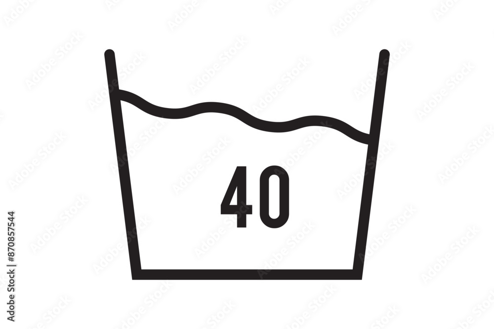 Wash at 40 degree icon. Water temperature 40C vector sign. Wash temperature 40. Laundry icon isolated on white background. Wash at 40 degree icon. Water temperature 40C vector sign. Wash temperature 40. Laundry icon isolated on white background.