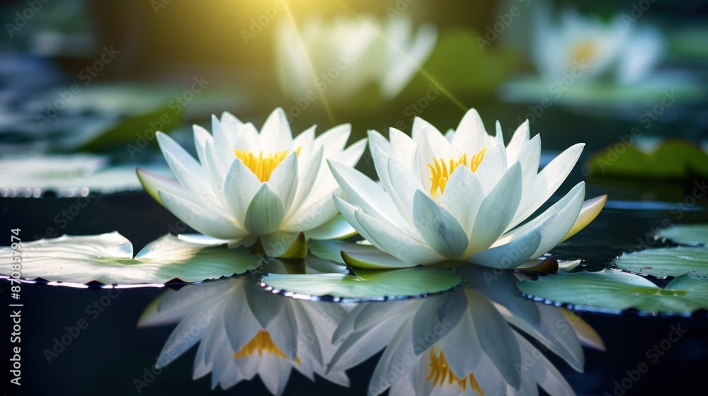 Beautiful white lotus in the pond Beautiful white lotus in the pond