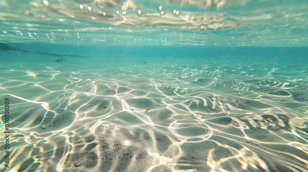 Naklejka premium Transparent Tropical Water with Sandy Seabed Backdrop
