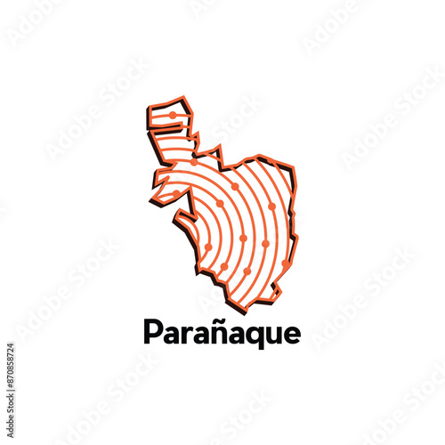 Map City of Paranaque. vector map of the Philippines Country. Borders of for your design with line and dot style technology design template photo