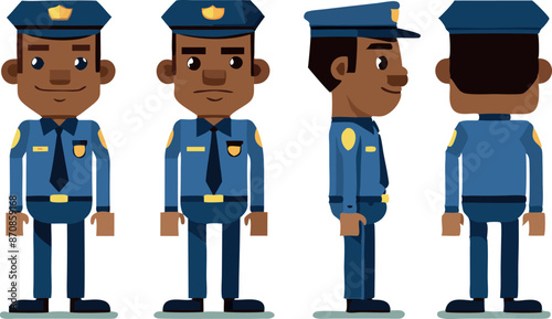 A man in a blue uniform with a badge on his chest