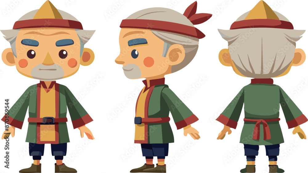 A cartoon character is shown in three different poses A cartoon character is shown in three different poses