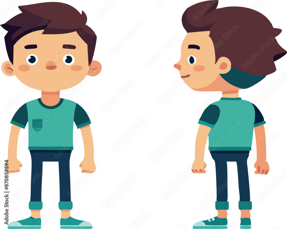 A cartoon boy with a blue shirt and blue jeans A cartoon boy with a blue shirt and blue jeans