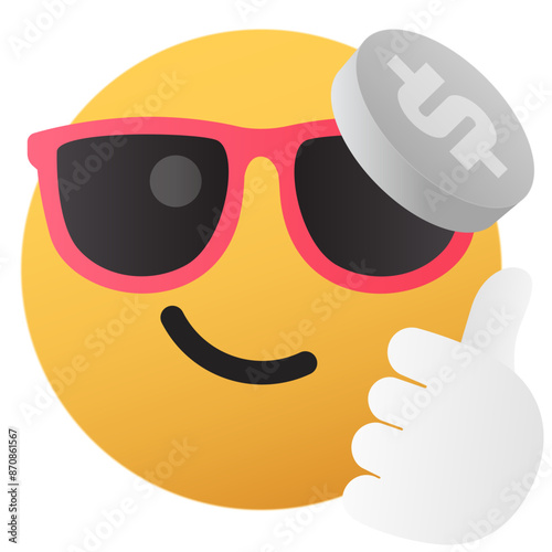 Cool emoji tossing dollar coin