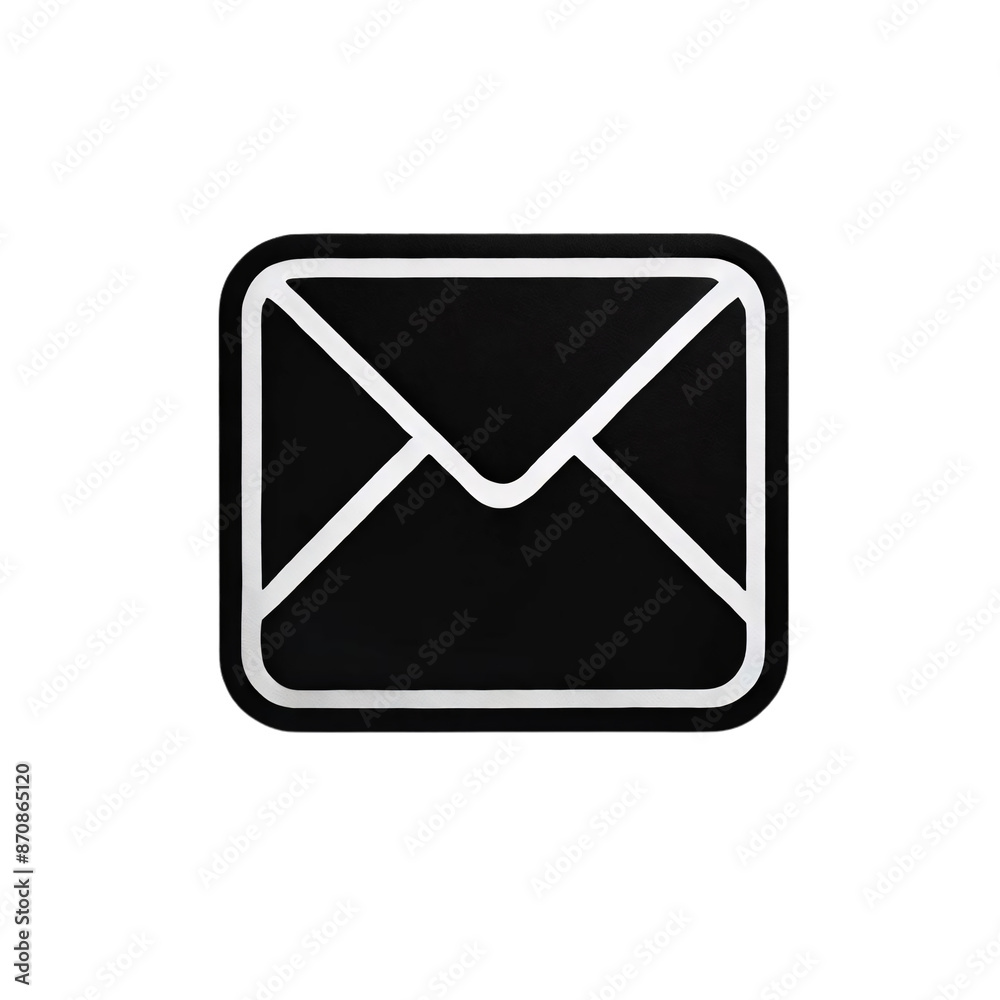A illustration of a black envelope icon on a transparent background. The envelope have a simple, clean design with smooth lines and a rectangular shape A illustration of a black envelope icon on a transparent background. The envelope have a simple, clean design with smooth lines and a rectangular shape