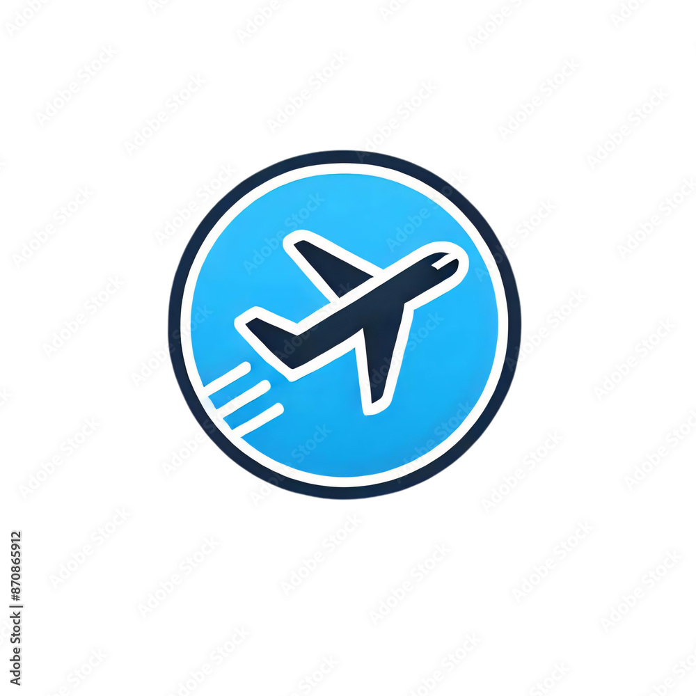 A illustration of a blue airplane flying through a blue circle on a transparent background. The airplane depicted in a simple, cartoon-like style A illustration of a blue airplane flying through a blue circle on a transparent background. The airplane depicted in a simple, cartoon-like style
