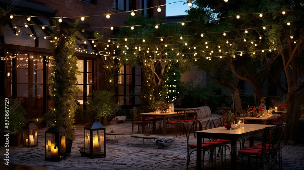 Naklejka premium outdoor string lights invitation
