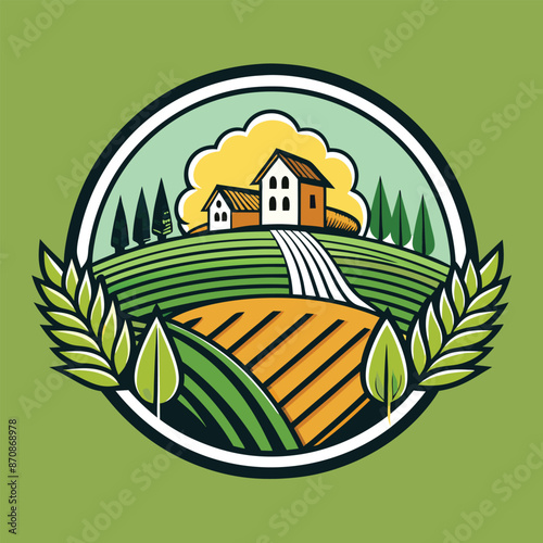 Farming logo illustration design on solid background