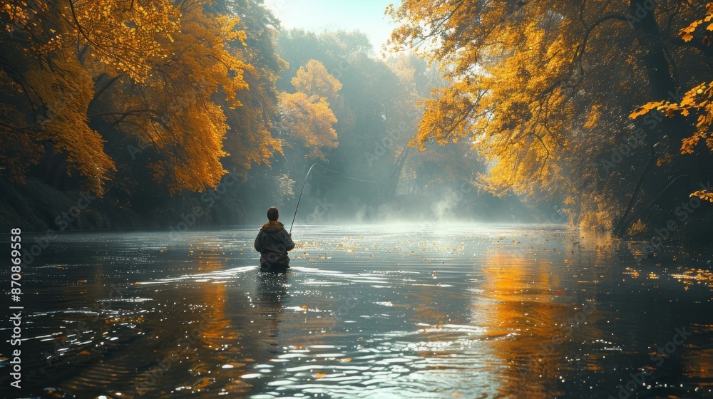 Man fishing in nature