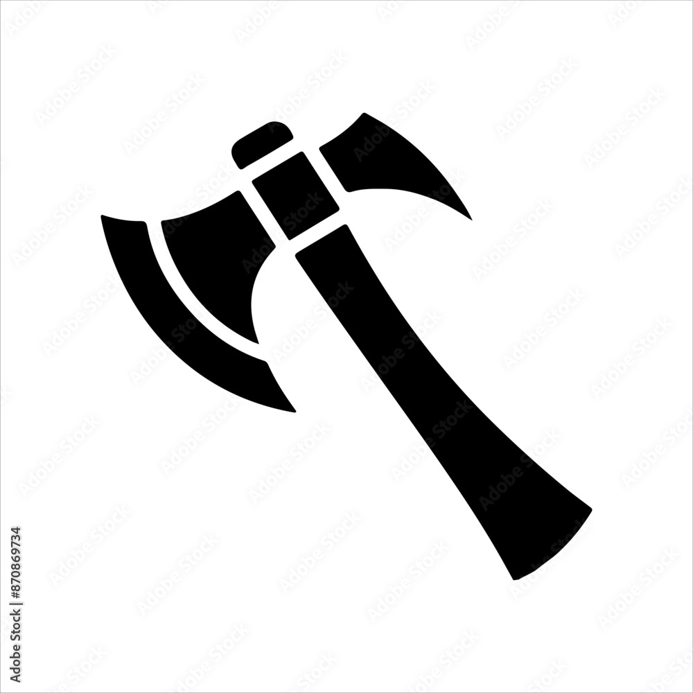 Tomahawk axe vector silhouette on white background. Tomahawk axe icon flat illustration design.