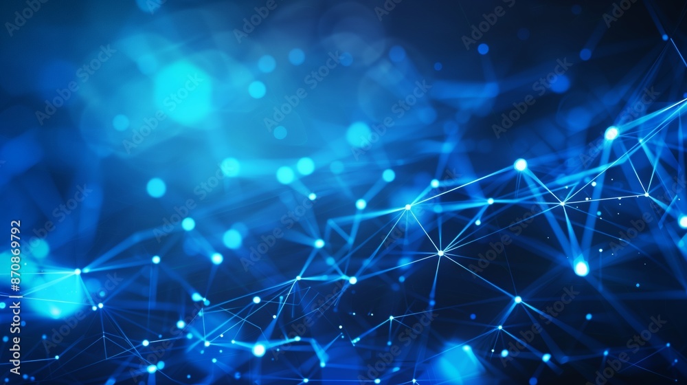 Abstract blue background with glowing network connection dots and lines. Technology , future business and science concepts Abstract blue background with glowing network connection dots and lines. Technology , future business and science concepts