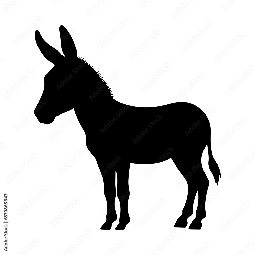 Simple donkey silhouette on white background. Donkey icon flat vector illustration design. Simple donkey silhouette on white background. Donkey icon flat vector illustration design.