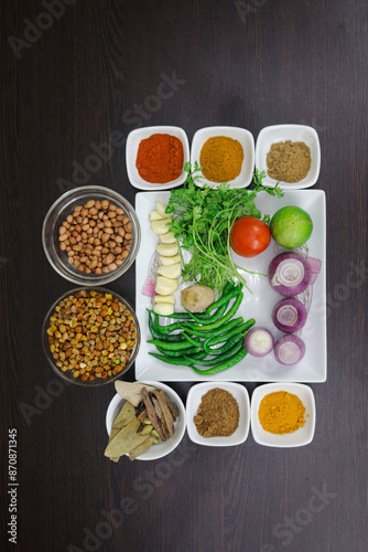 Comprehensive Selection of Fresh Vegetables, Spices, and Grains for a Complete Meal Preparation