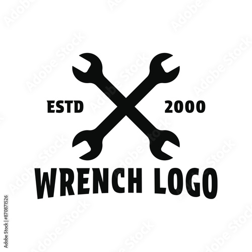 wrench crossed logo design concept vintage retro 