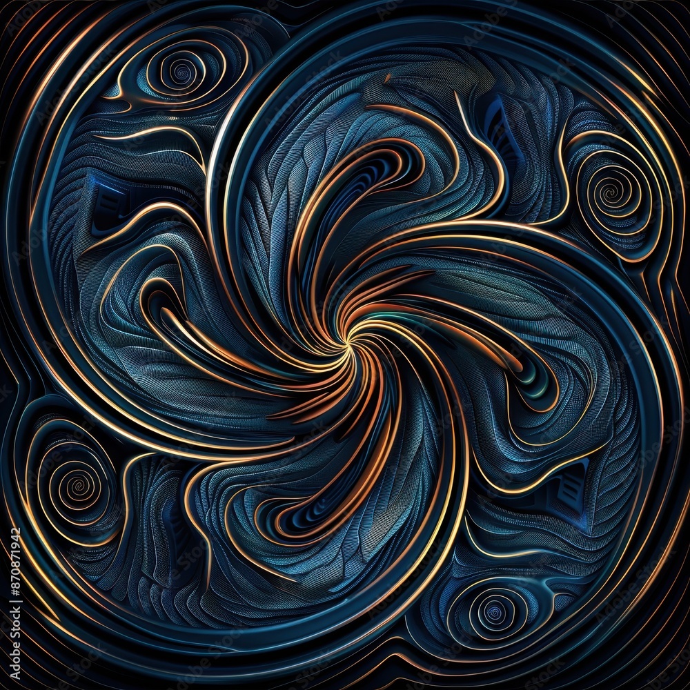 Abstract digital art featuring intricate swirling patterns in dark, rich colors with metallic highlights, ideal for backgrounds and design use. Abstract digital art featuring intricate swirling patterns in dark, rich colors with metallic highlights, ideal for backgrounds and design use.