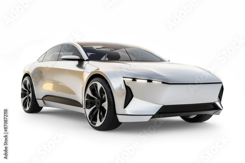 A car with futuristic design isolated from the white background