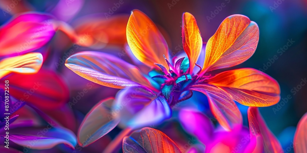 Fototapeta premium Vibrant Macro Close-Up of Colorful Flowers in Neon Tones
