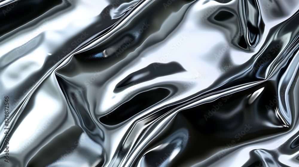 Liquid Silver Flows Smoothly in Abstract Metallic Design Background