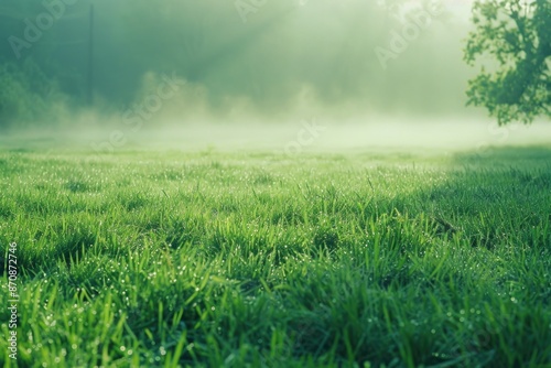 A field with a single tree standing tall in the background