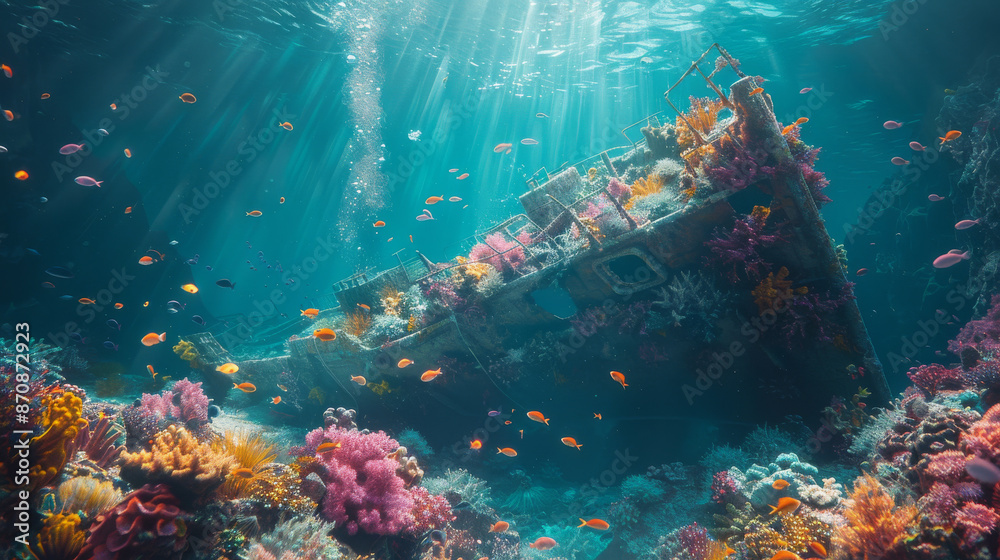 Fototapeta premium an old shipwreck underwater