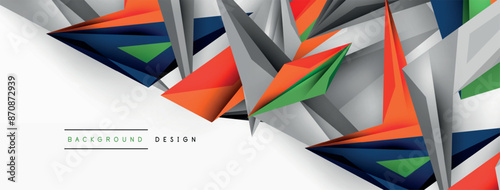 Minimal geometric abstract background. Low poly dynamic triangle design. Trendy techno business template for wallpaper, banner, background or landing