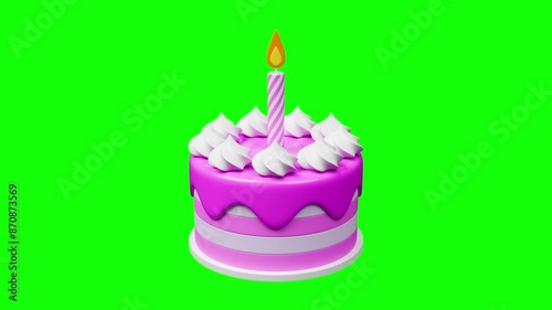 Birthday cake isolated on green background