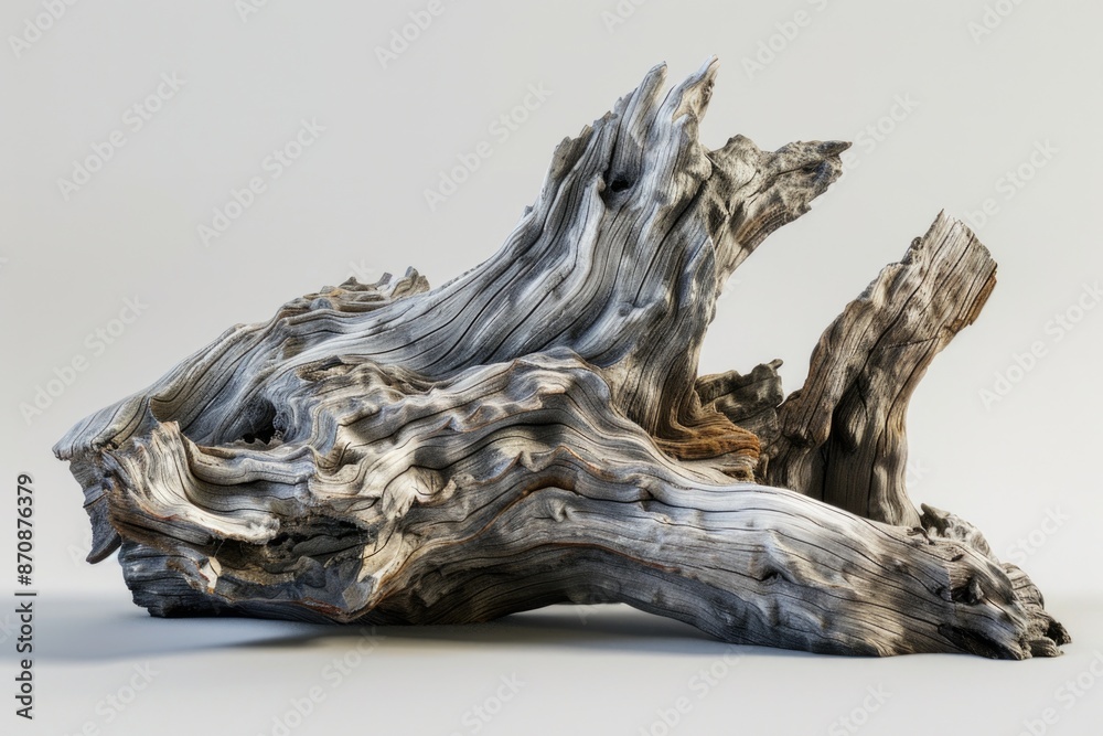 Close-up shot of a fragment of driftwood with intricate patterns and textures Close-up shot of a fragment of driftwood with intricate patterns and textures