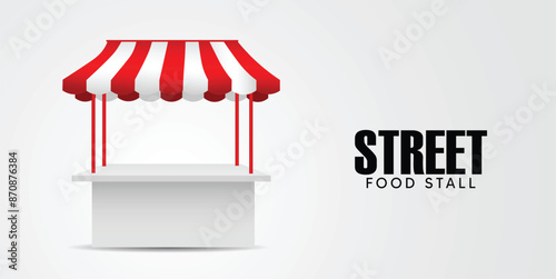 street food stall vector illustration on white isolated