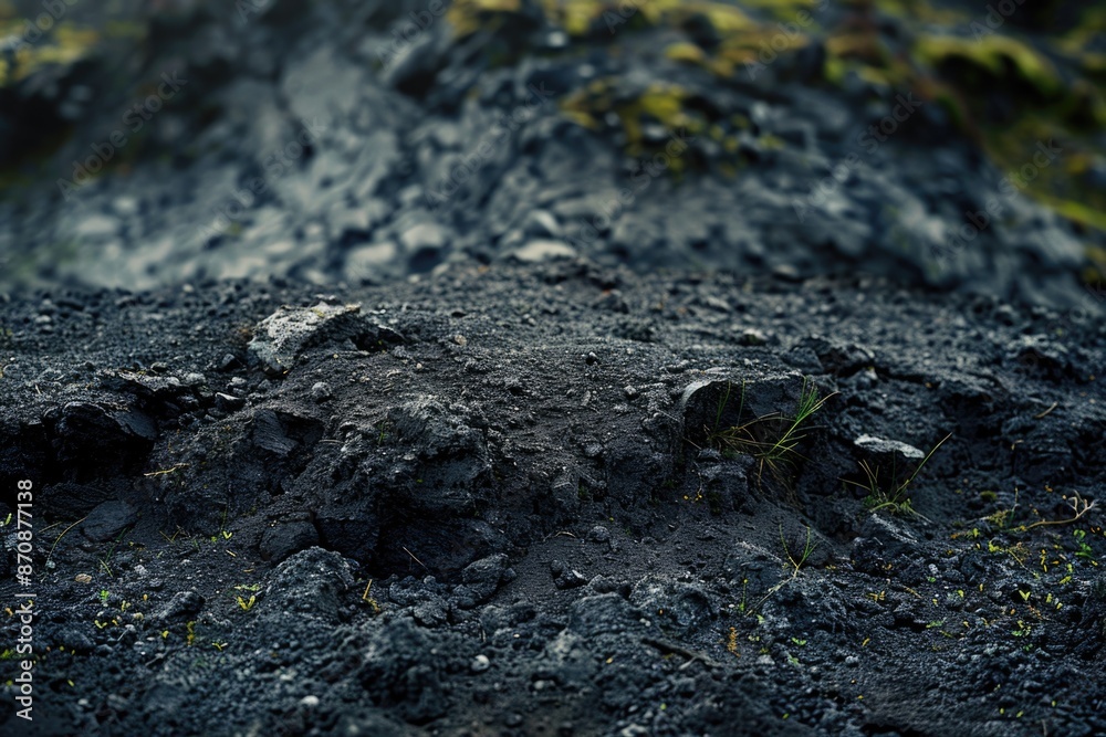 A close-up shot of a pile of dirt with textured and rugged surface A close-up shot of a pile of dirt with textured and rugged surface